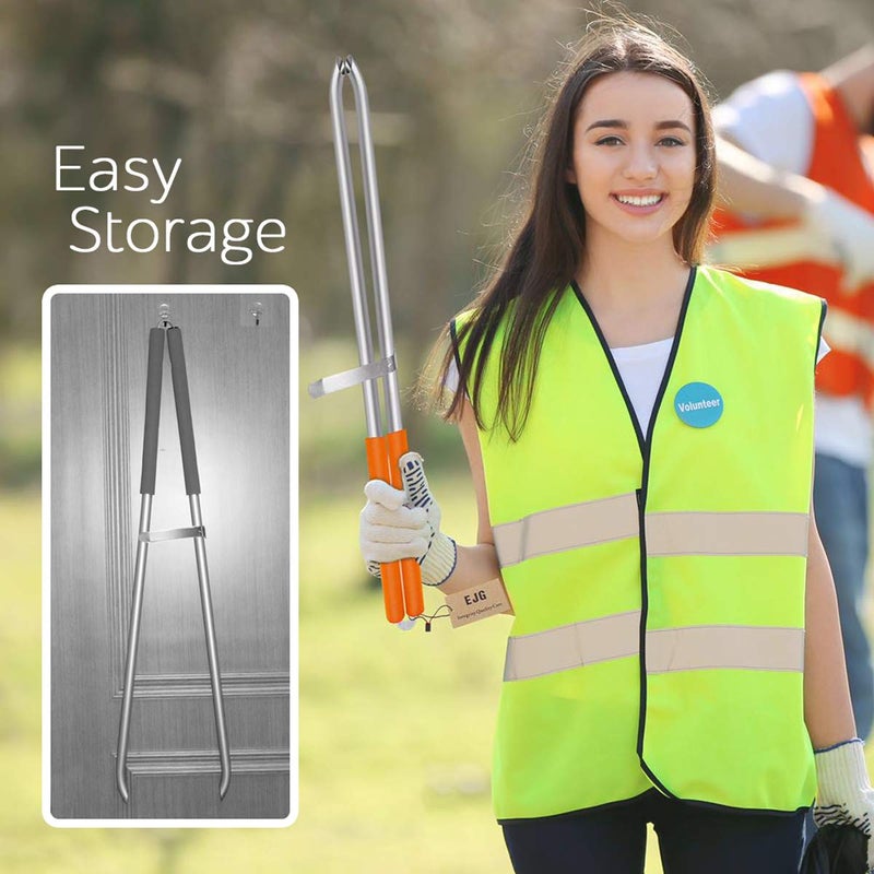 EJG 36" Long Trash & Garbage Picker Grabber, Lightweight Aluminium & Rustproof, Litter Pick Up Stick, Trash Tong, Reaching Assist Tool, Reacher Tool for Elderly, Garden Nabber Plogging (Orange) - Image 5